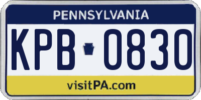 PA license plate KPB0830
