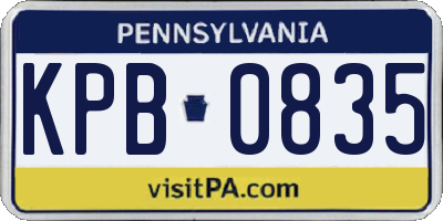 PA license plate KPB0835
