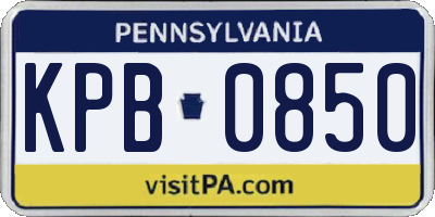 PA license plate KPB0850