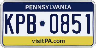 PA license plate KPB0851