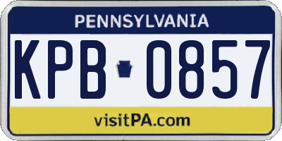 PA license plate KPB0857
