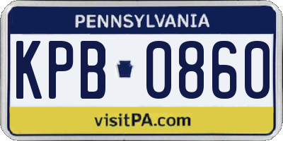 PA license plate KPB0860