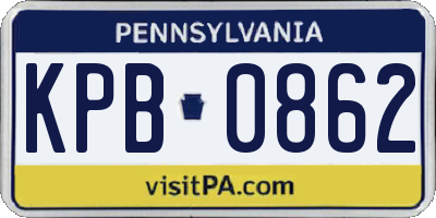 PA license plate KPB0862