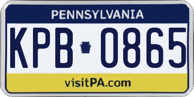 PA license plate KPB0865