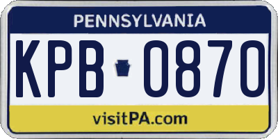 PA license plate KPB0870