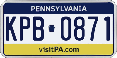 PA license plate KPB0871