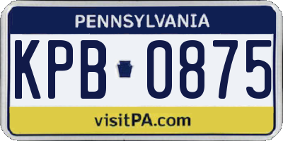 PA license plate KPB0875