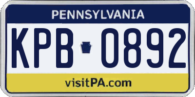 PA license plate KPB0892