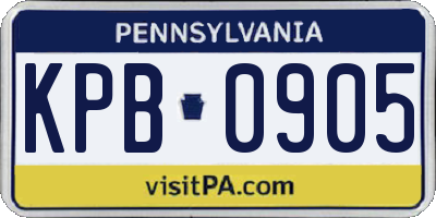 PA license plate KPB0905