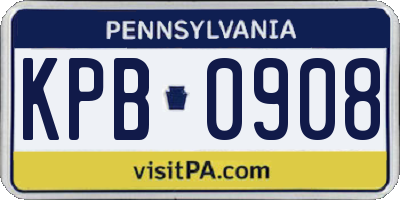 PA license plate KPB0908