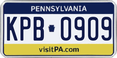 PA license plate KPB0909