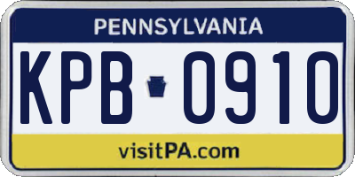 PA license plate KPB0910