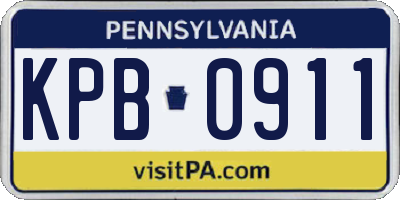 PA license plate KPB0911