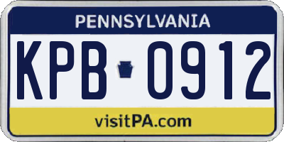 PA license plate KPB0912