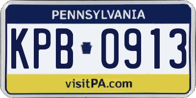 PA license plate KPB0913