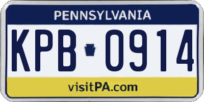 PA license plate KPB0914