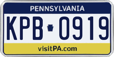 PA license plate KPB0919