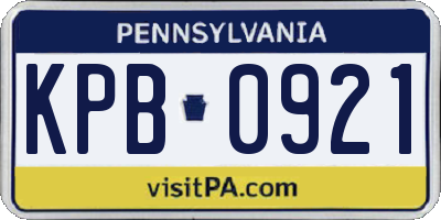 PA license plate KPB0921
