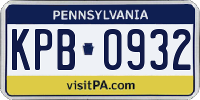 PA license plate KPB0932