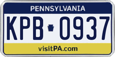 PA license plate KPB0937