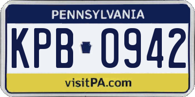 PA license plate KPB0942