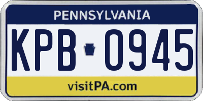 PA license plate KPB0945