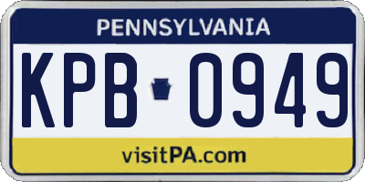 PA license plate KPB0949