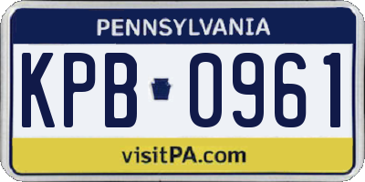 PA license plate KPB0961