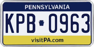 PA license plate KPB0963