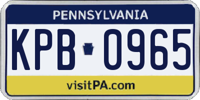 PA license plate KPB0965