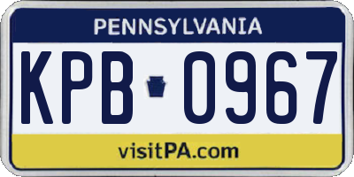 PA license plate KPB0967