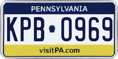PA license plate KPB0969