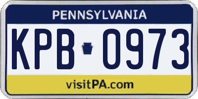 PA license plate KPB0973