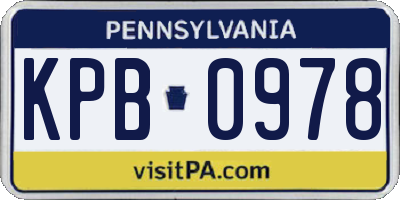 PA license plate KPB0978
