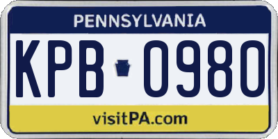 PA license plate KPB0980