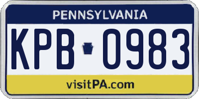 PA license plate KPB0983