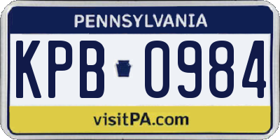 PA license plate KPB0984