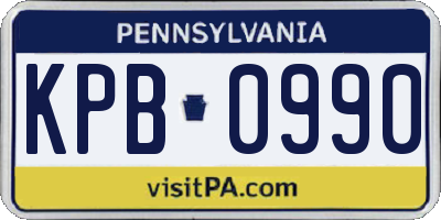 PA license plate KPB0990
