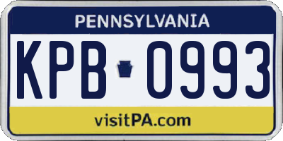 PA license plate KPB0993