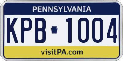PA license plate KPB1004