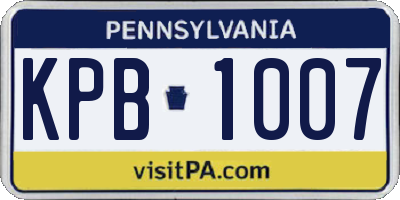 PA license plate KPB1007