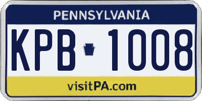 PA license plate KPB1008