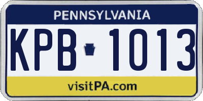 PA license plate KPB1013