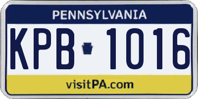 PA license plate KPB1016