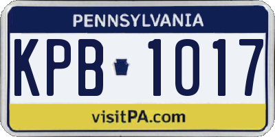 PA license plate KPB1017