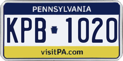 PA license plate KPB1020