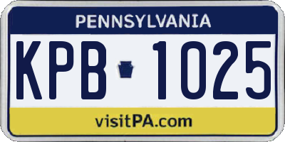 PA license plate KPB1025