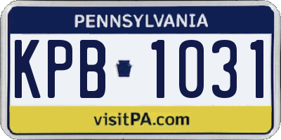 PA license plate KPB1031