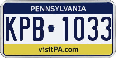 PA license plate KPB1033