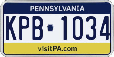 PA license plate KPB1034